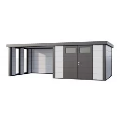 Caseta De Jardín Con Apoyo Cerrado Y Ventanas