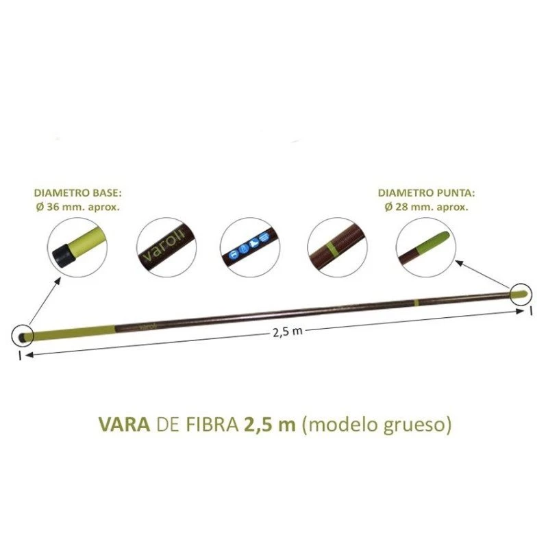 Vara Vareador Varoli 250cm De Fibra De Vidrio 3 Vara Vareador Varoli 250cm De Fibra De Vidrio